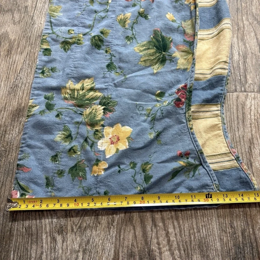 Waverly Double Layered Pocket Rod  Valance Blue Floral Stripes 74